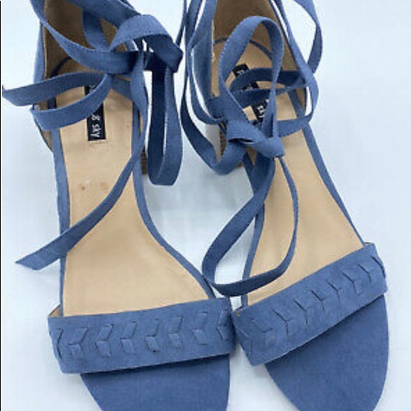 Parker And Sky Blue Stacked Heel Strappy Ankle - Picture 3 of 7